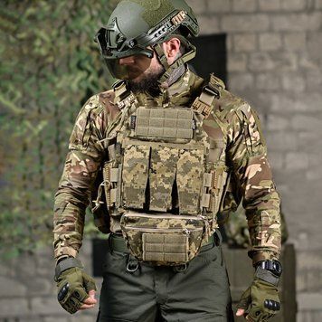 Плитоноска Attack Tactical Premium у зборі з підсумками і системою швидкого скидання піксель one size buy92036bls фото