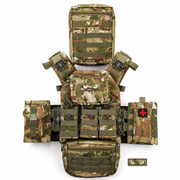 Плитоноска Grand Tactic у зборі із системою швидкого скидання Cordura 900D мультикам + Шеврон у подарунок GT3008bls фото