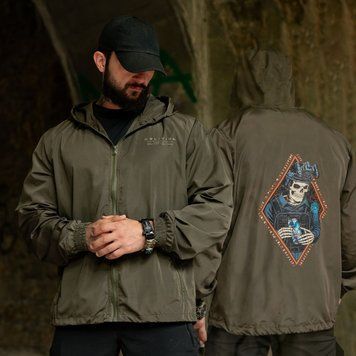 Вітрівка&nbsp;Born of War з принтом Ghost олива розмір S buy97068bls-S фото
