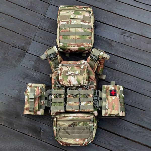 Плитоноска Grand Tactic у зборі із системою швидкого скидання Cordura 900D мультикам + Шеврон у подарунок GT3008bls фото