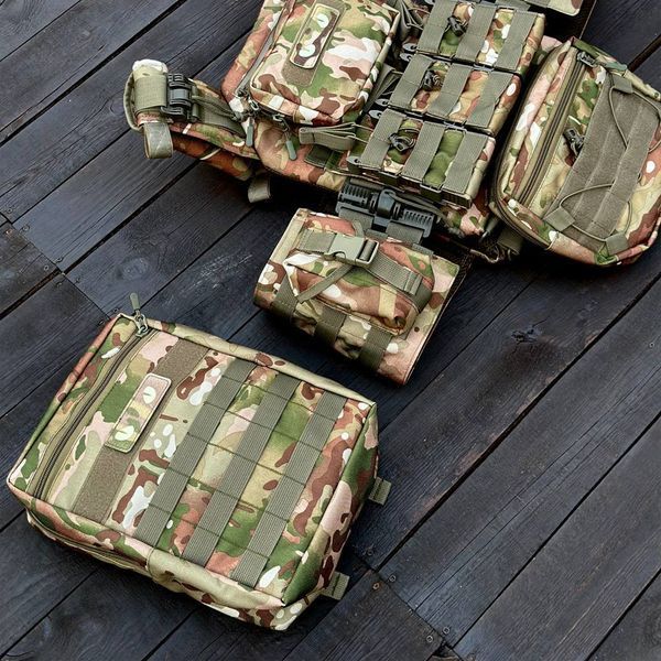 Плитоноска Grand Tactic у зборі із системою швидкого скидання Cordura 900D мультикам + Шеврон у подарунок GT3008bls фото