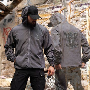 Вітрівка&nbsp;Born of War з принтом ДШВ сіра розмір S buy97186bls-S фото
