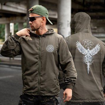 Вітрівка&nbsp;Born of War з принтом Voron олива розмір S buy97359bls-S фото