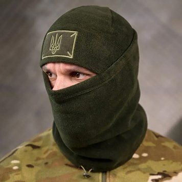 Флісовий Комплект з патріотичною вишивкою Шапка + Баф олива One Size buy50190 фото