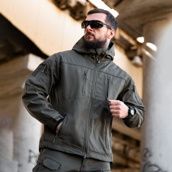 Куртка з капюшоном Maximus Softshell з велкро під шеврони сіра розмір M buy93625bls-M фото