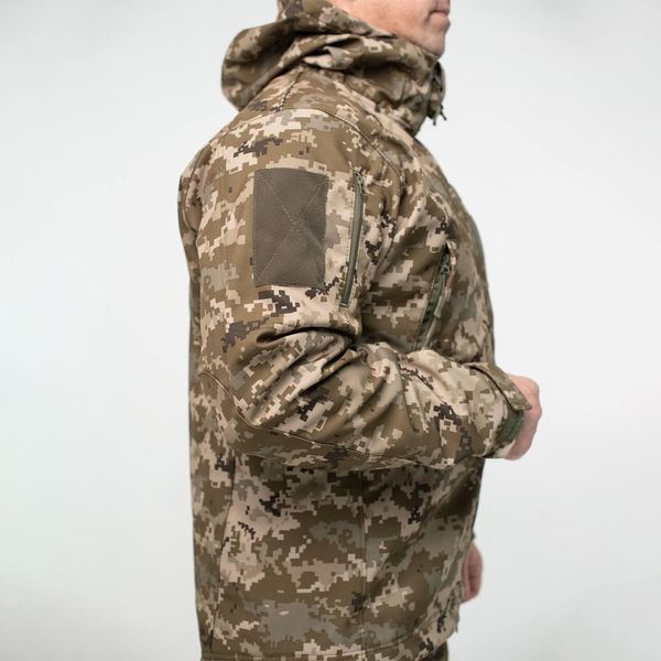 Куртка з капюшоном R-Military Softshell з манжетами на липучках піксель розмір S for02606bls-S фото