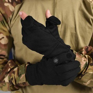 Тактичні Рукавиці Patriot з відкидними пальцями чорні розмір L buy86955-L фото