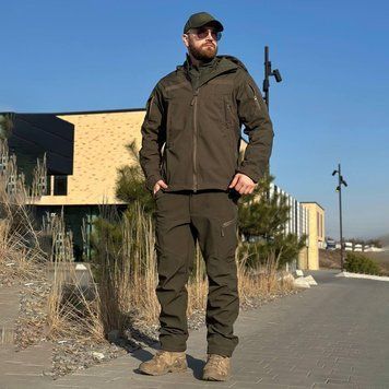 Форма R-Military Softshell Куртка з капюшоном + Штани олива розмір S тмс02599bls-S фото