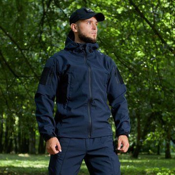 Тактична куртка R-Military Eagle Softshell з липучками під шеврони синя розмір S bkrM-10bls-S фото