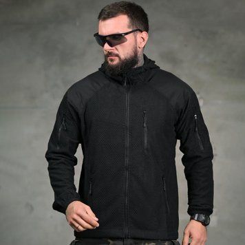 Флісова Кофта Поліція Light Grid з капюшоном чорна розмір M buy97652-M фото