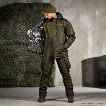 Тактична форма Northern Куртка з капюшоном + Штани з підтяжками олива розмір M buy94834bls-M фото